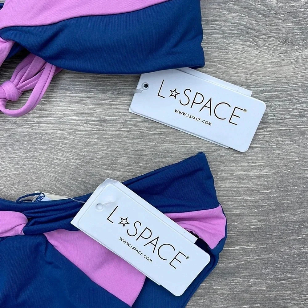 L*Space Ringo Twist Colorblock Bikini Top & Nancy Lee Bottoms, indigo-rosebud - Picture 12 of 16